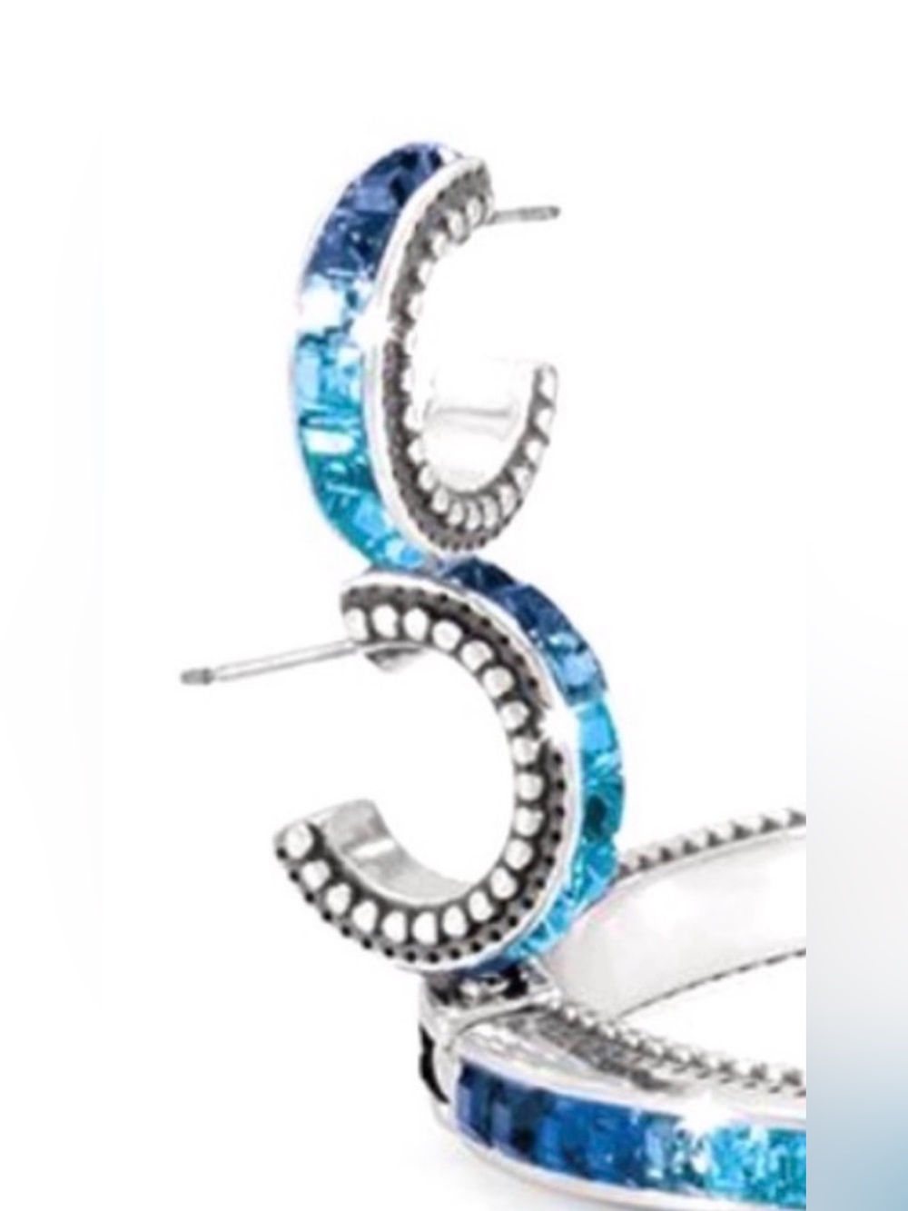 🦋💎 BRIGHTON BLUE SPECTRUM  SWAROVSKI CRYSTAL TOPAZ SLVR Earrings MINT CONDITION!